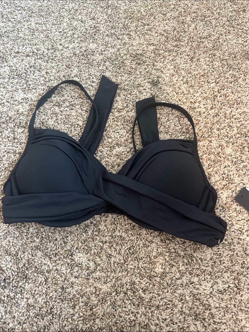 Black Twist-Front Padded Bikini Top - Women Intimates